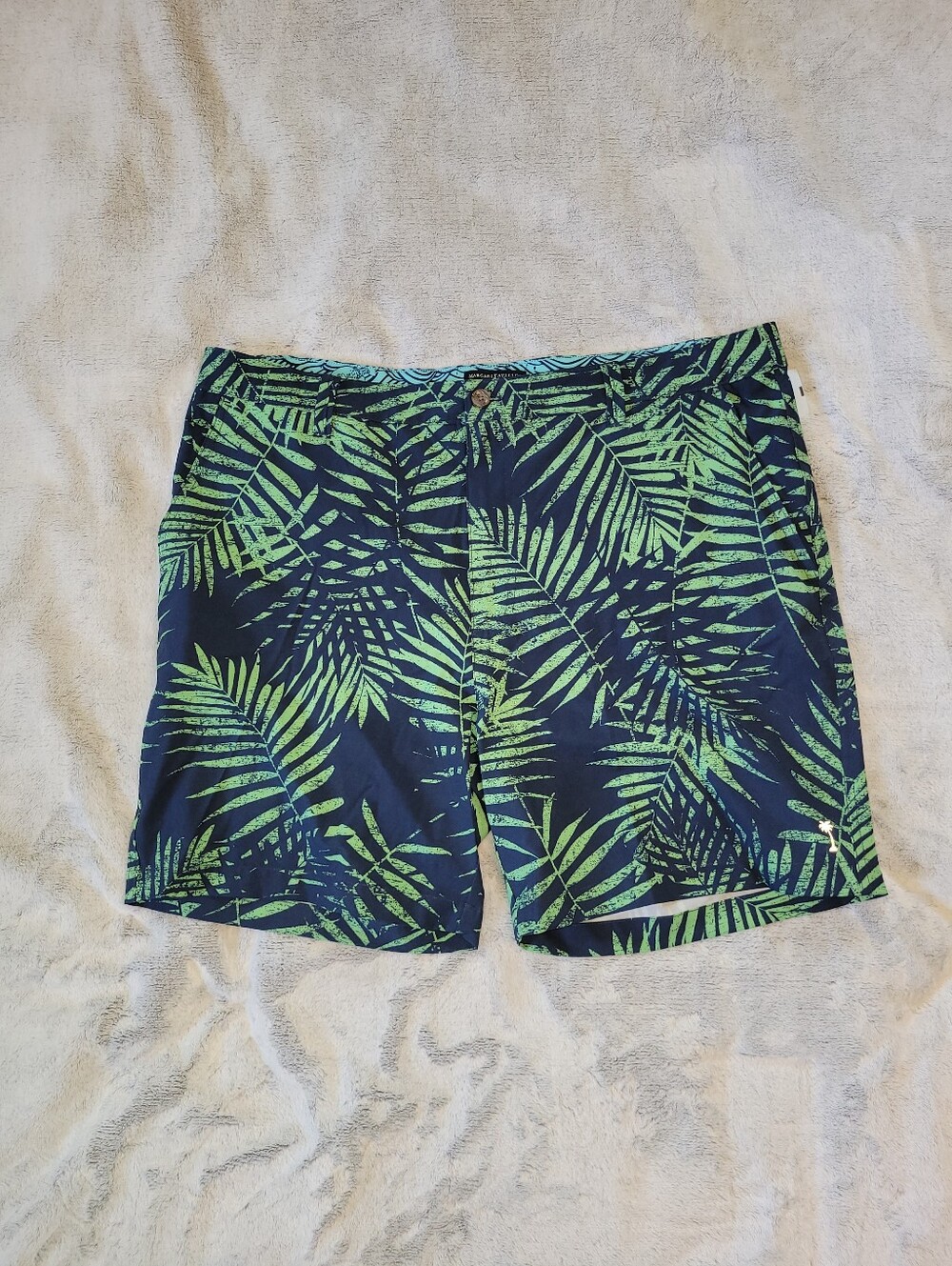 Margaritaville Mens Size 40 Palm Tropical Print Hybrid Shorts Trunls Pockets